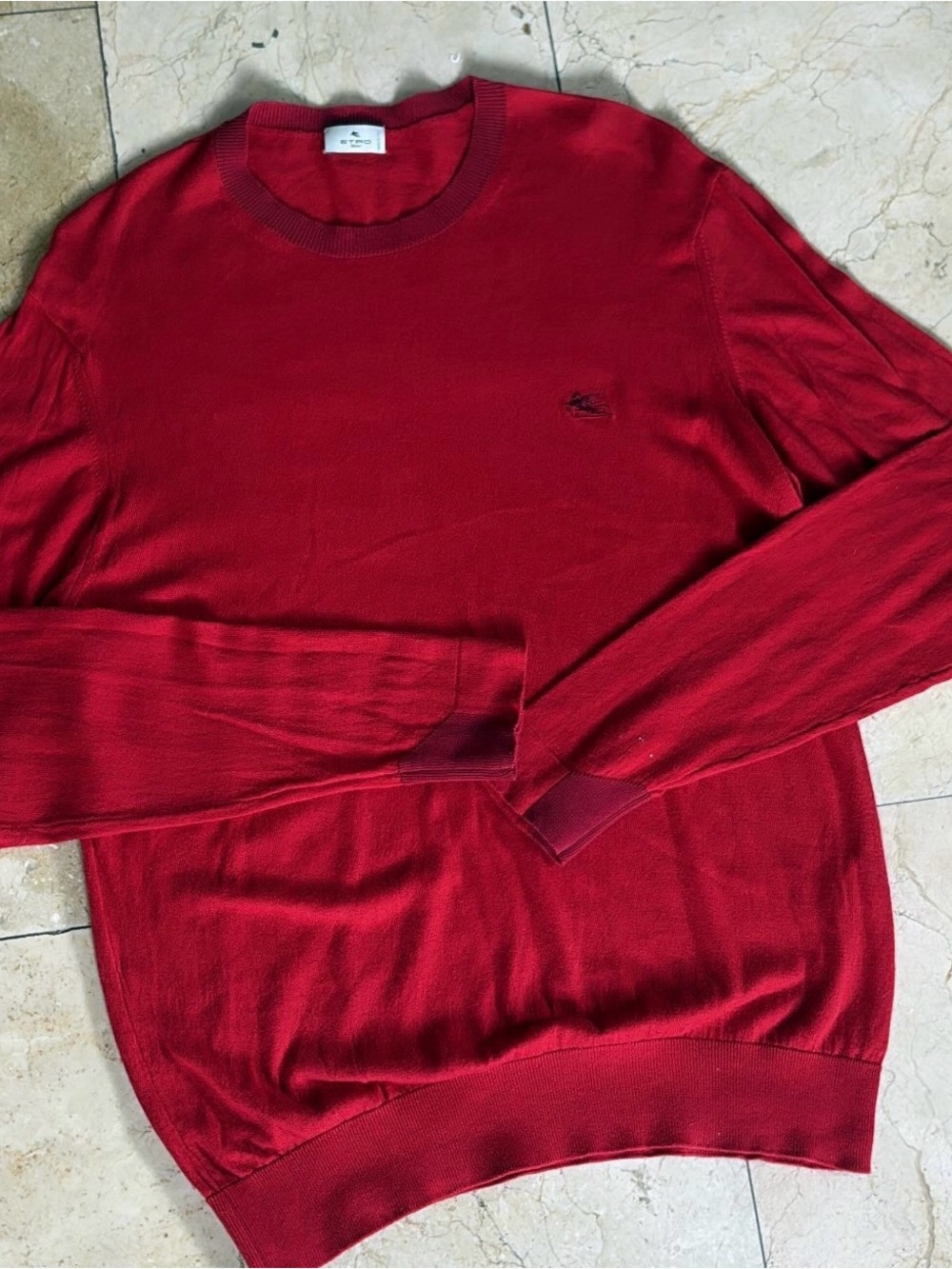 Men's Red Crewneck Sweater - Classic Lightweight Knit